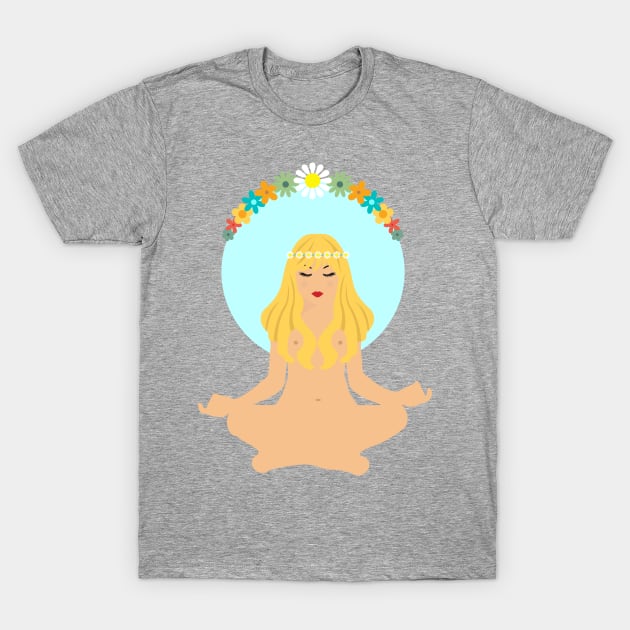 Boho Hippie Girl Meditating T-Shirt by HotHibiscus